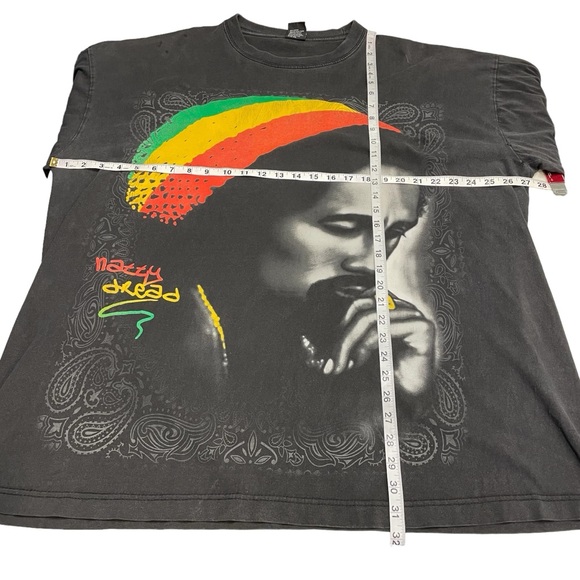 Vintage Reggae Rasta Bob Marley Natty Dread T-Shirt 2XL Black Hoss T USA Patina - Picture 8 of 12